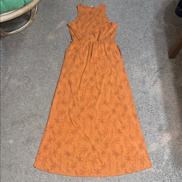 Toad & Co Sunkissed Sleeveless Maxi Dress Floral Faux Wrap Apricot Orange XS - Picture 4 of 8